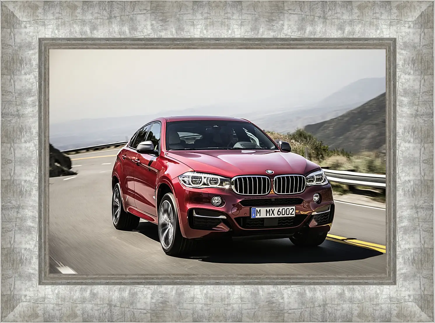 Картина в раме - Красный BMW X6  (БМВ)