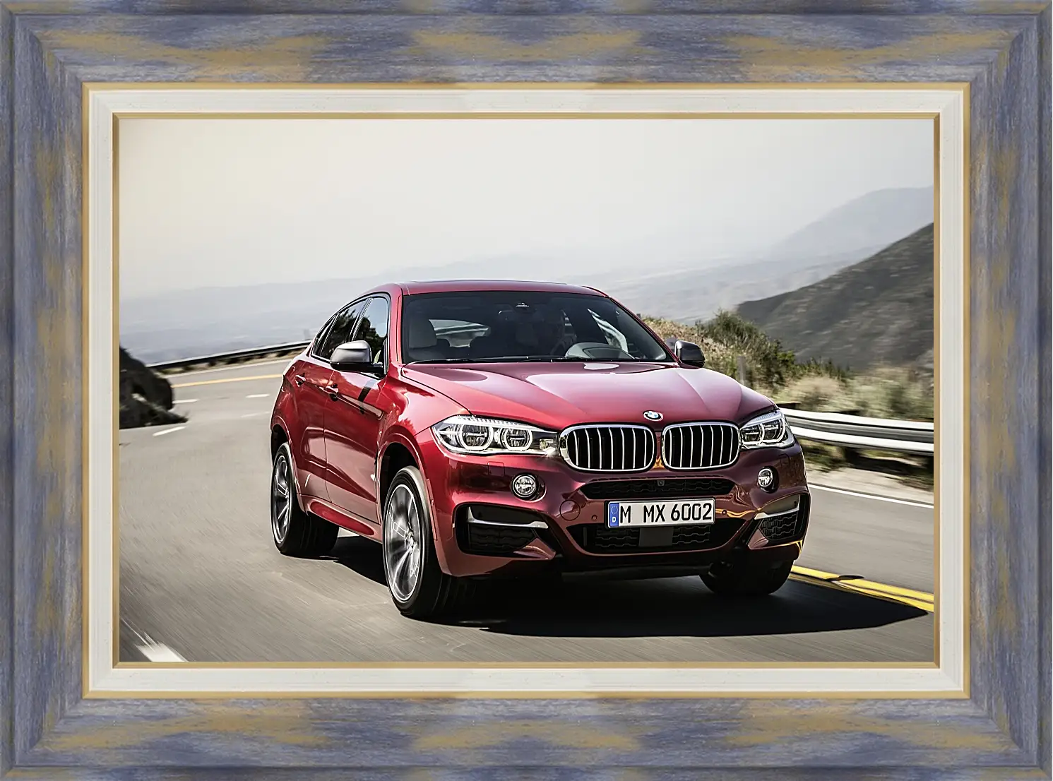 Картина в раме - Красный BMW X6  (БМВ)