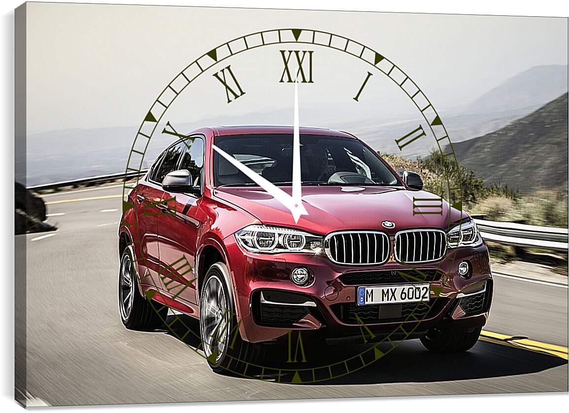 Часы картина - Красный BMW X6  (БМВ)