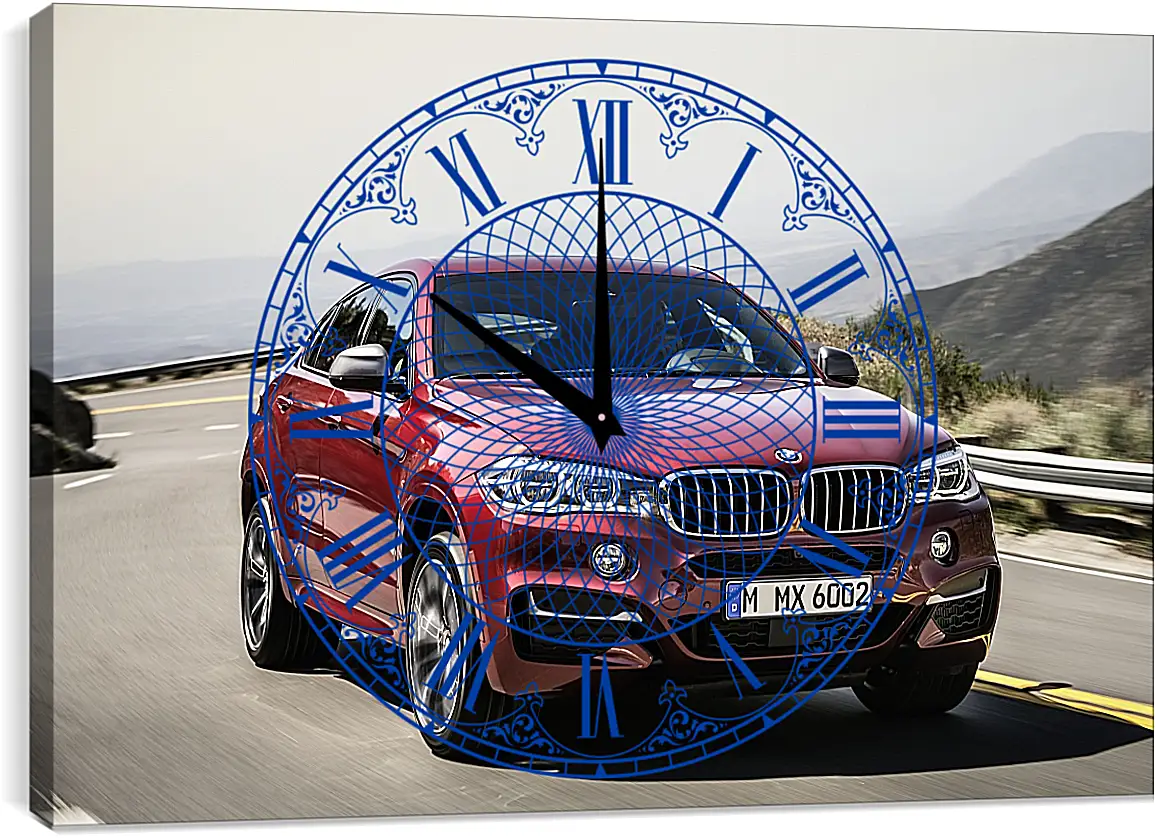 Часы картина - Красный BMW X6  (БМВ)