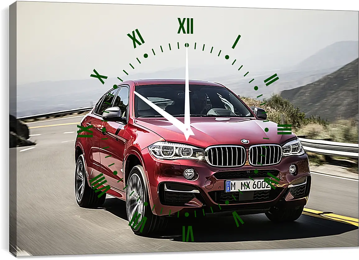 Часы картина - Красный BMW X6  (БМВ)