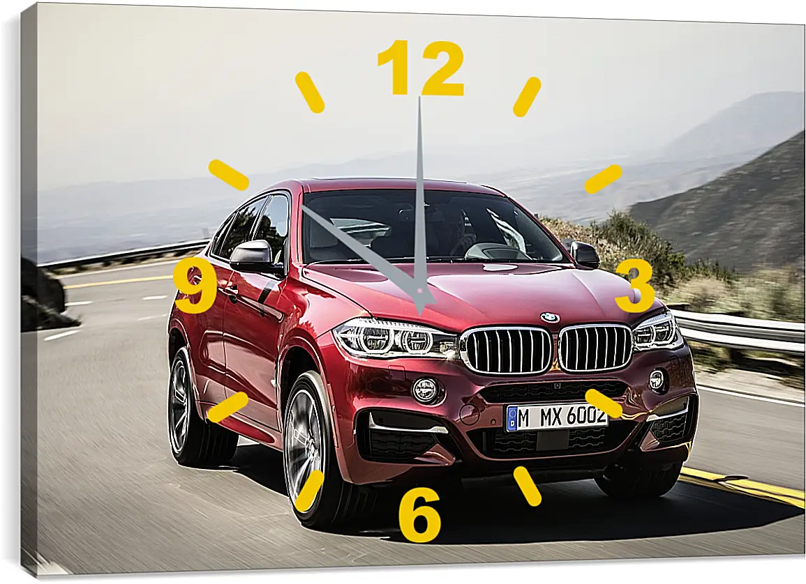 Часы картина - Красный BMW X6  (БМВ)