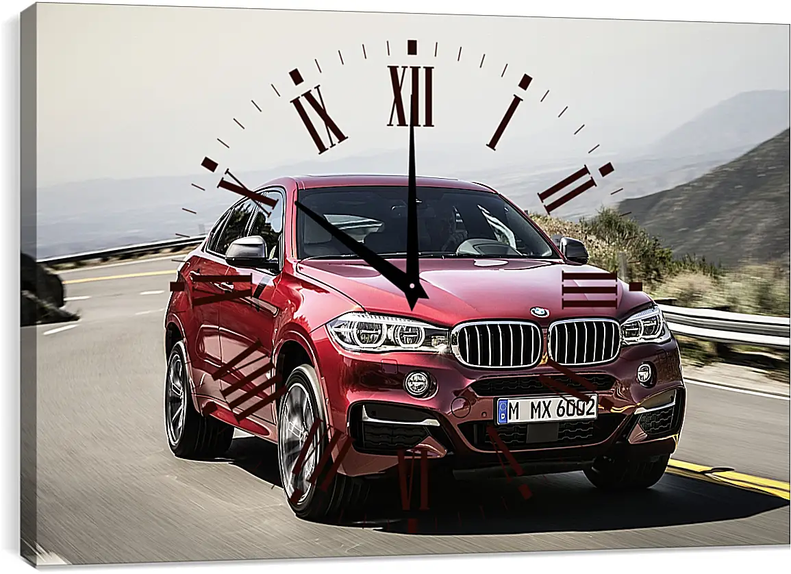 Часы картина - Красный BMW X6  (БМВ)