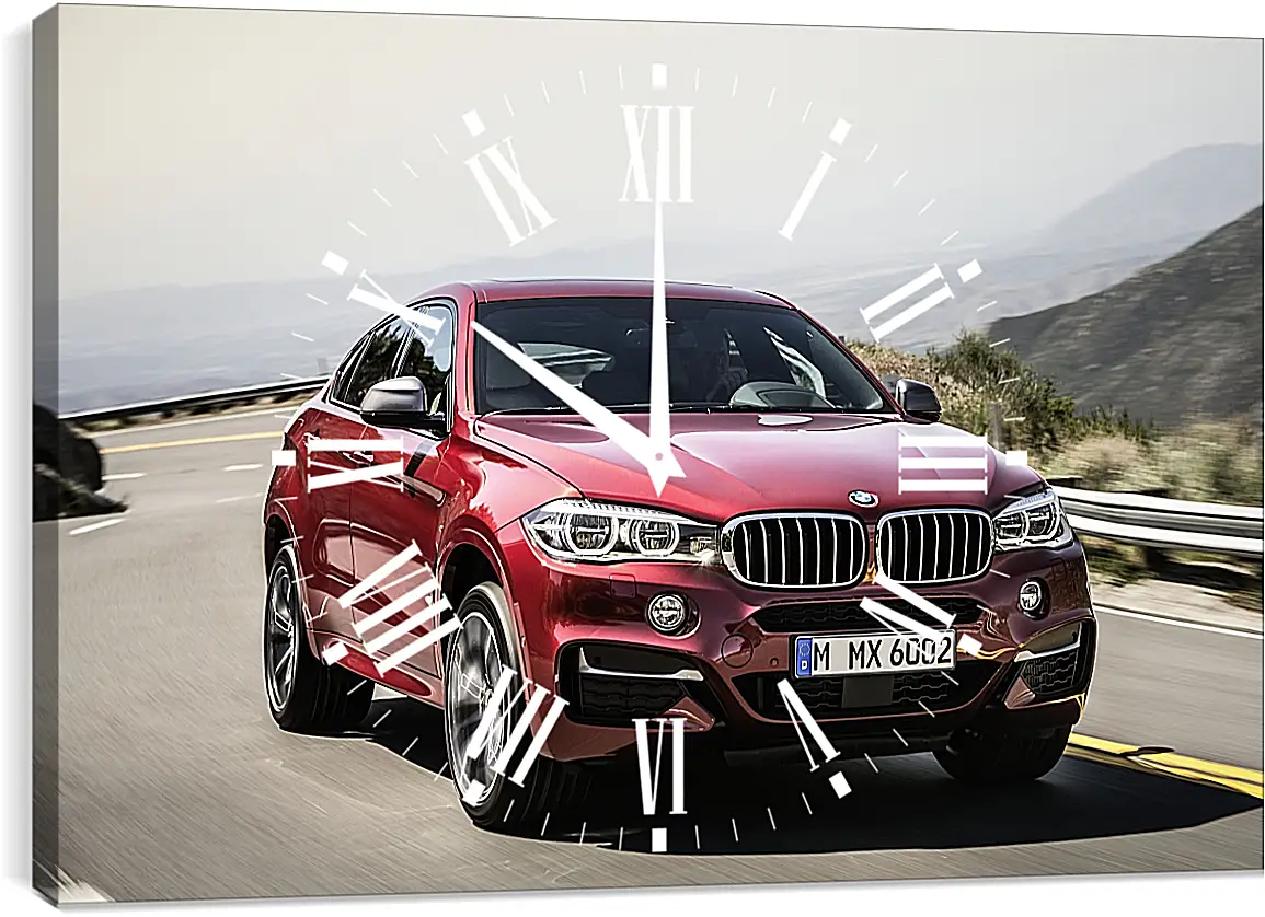 Часы картина - Красный BMW X6  (БМВ)