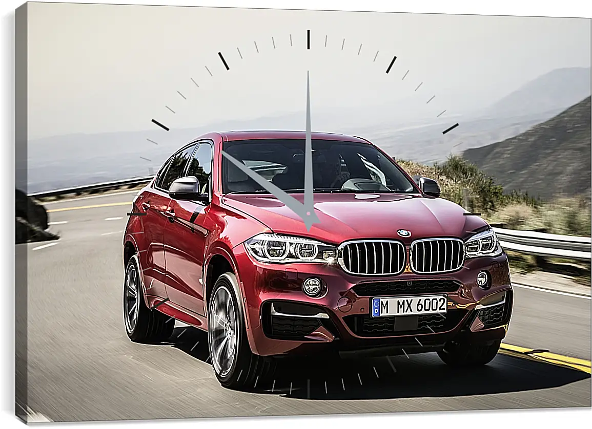 Часы картина - Красный BMW X6  (БМВ)