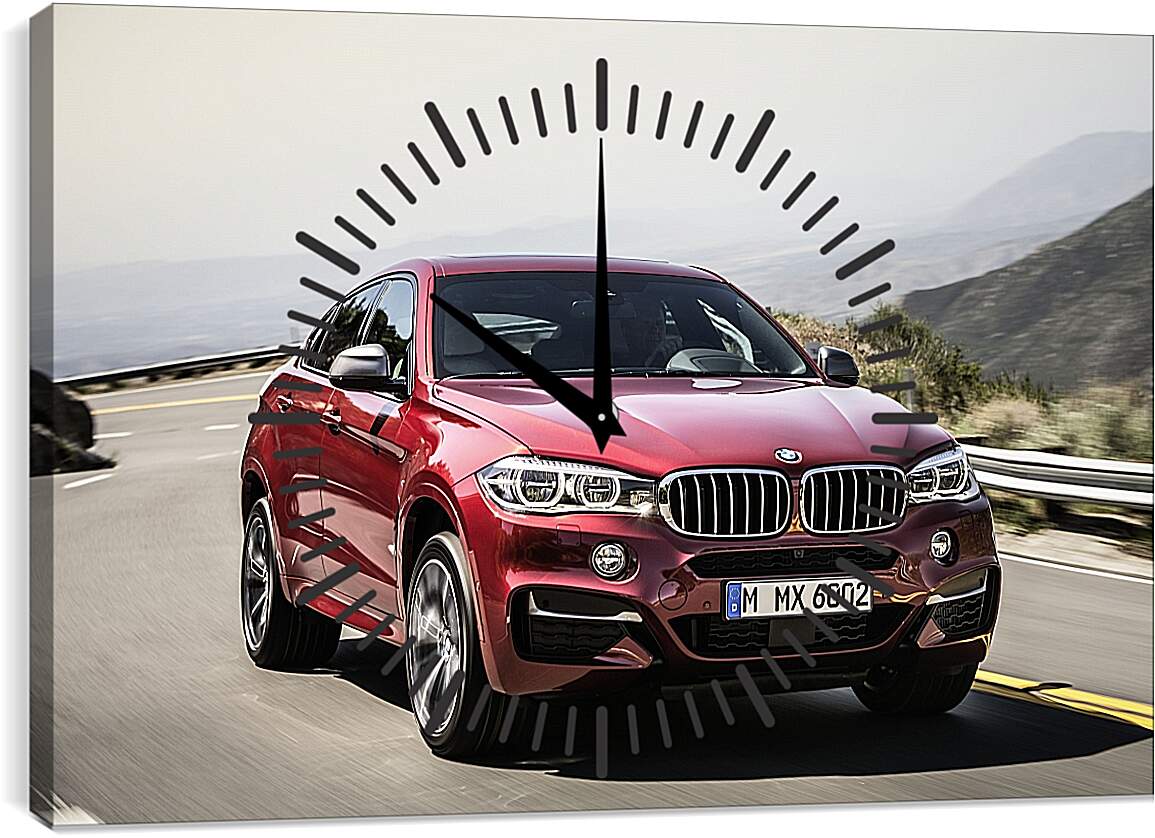 Часы картина - Красный BMW X6  (БМВ)