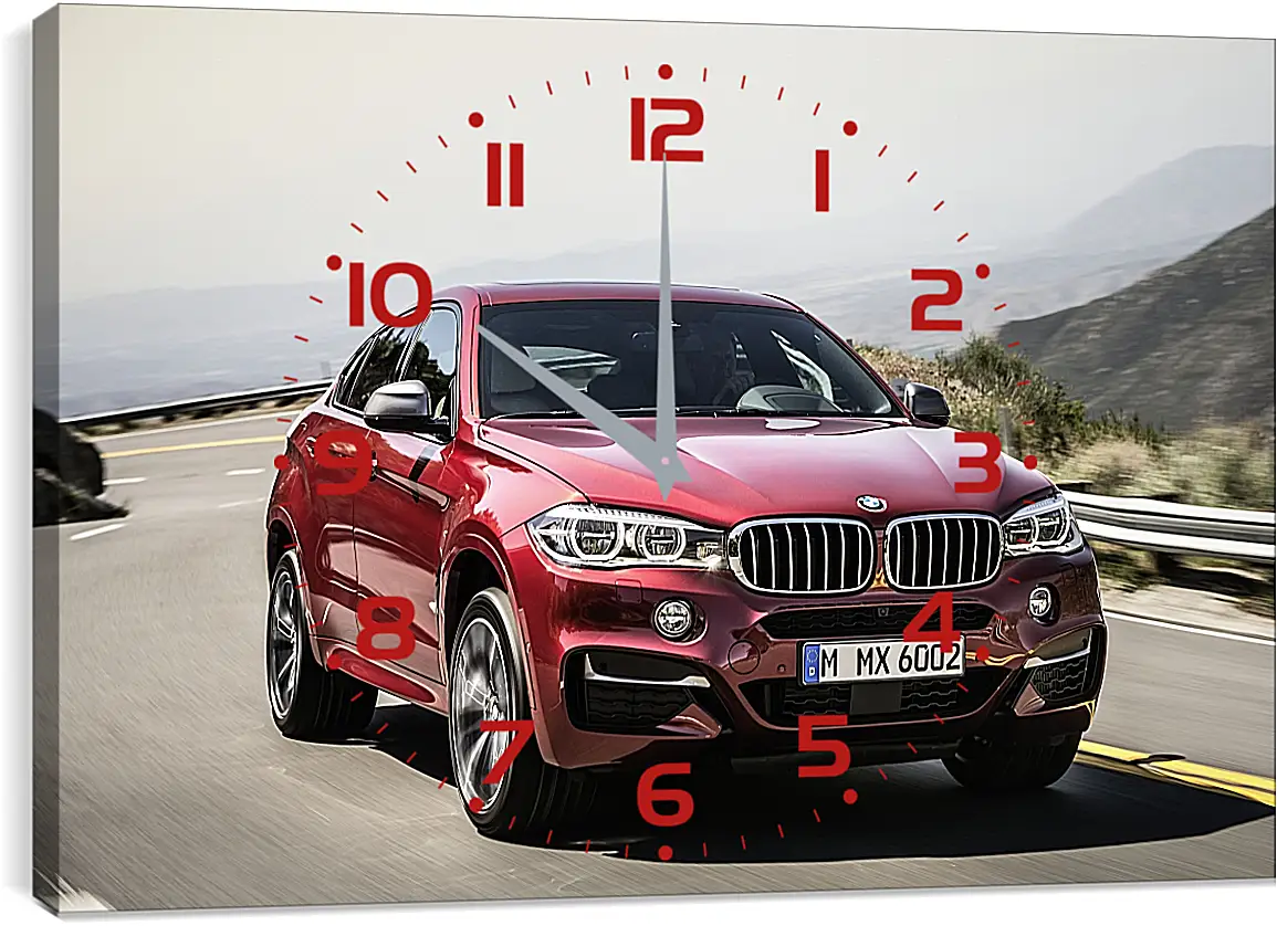 Часы картина - Красный BMW X6  (БМВ)