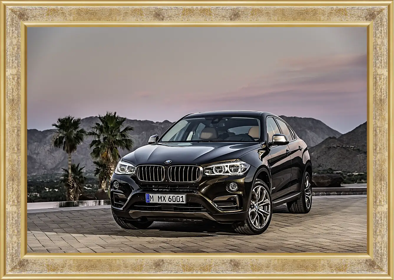 Картина в раме - Черный BMW X6 (БМВ)