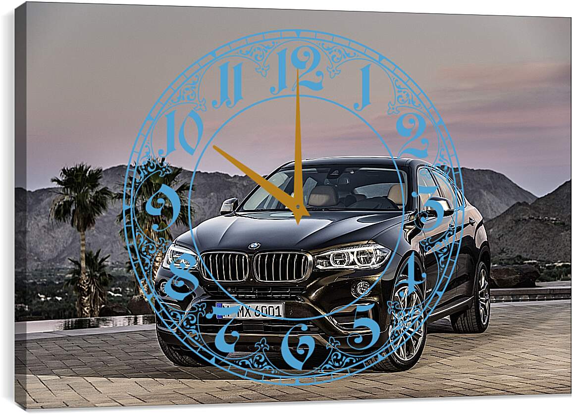 Часы картина - Черный BMW X6 (БМВ)