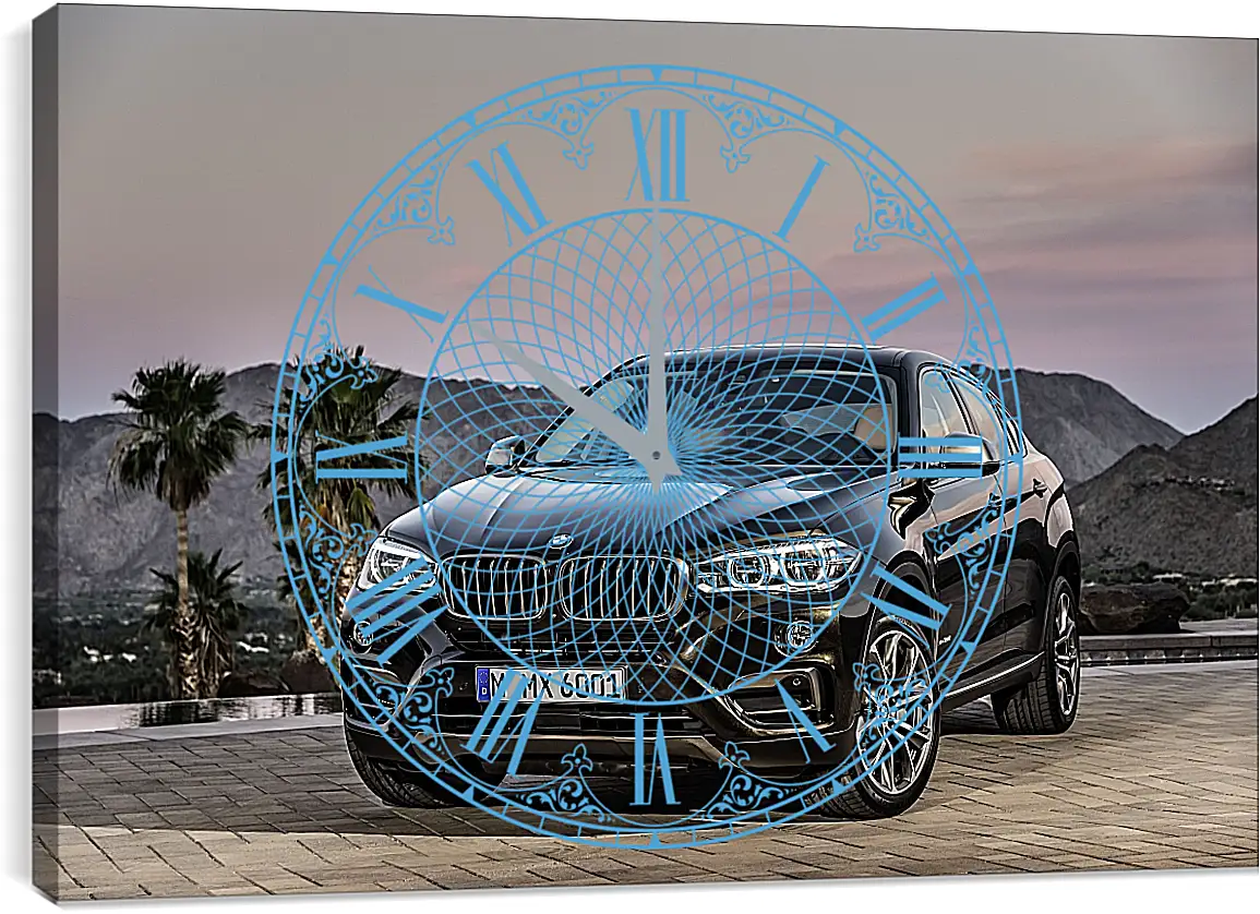 Часы картина - Черный BMW X6 (БМВ)