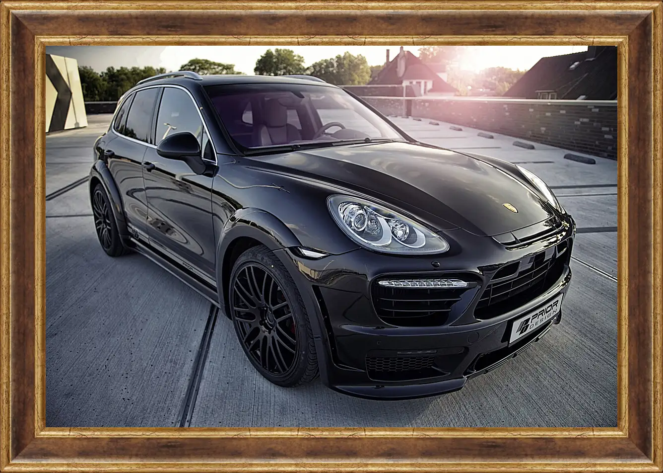 Картина в раме - Порше Каен (Porsche Cayenne) черный