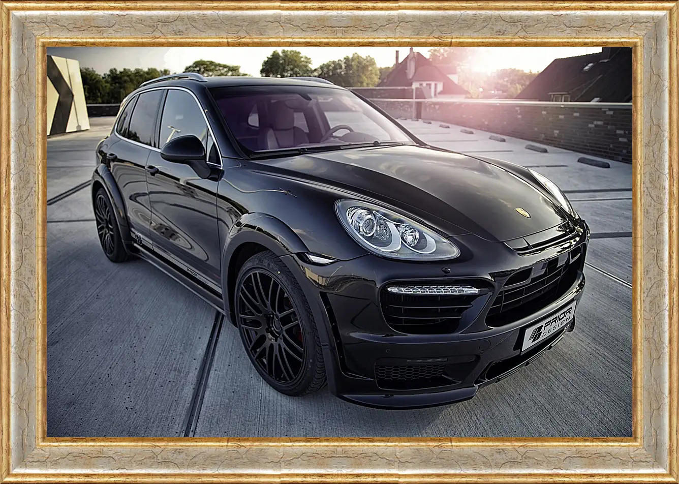 Картина в раме - Порше Каен (Porsche Cayenne) черный