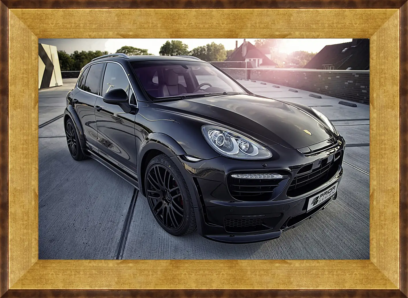 Картина в раме - Порше Каен (Porsche Cayenne) черный