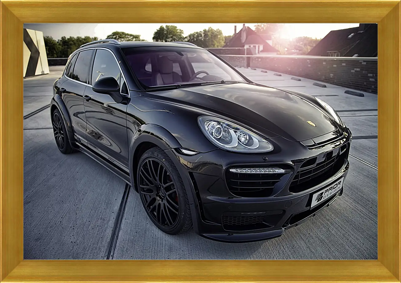 Картина в раме - Порше Каен (Porsche Cayenne) черный