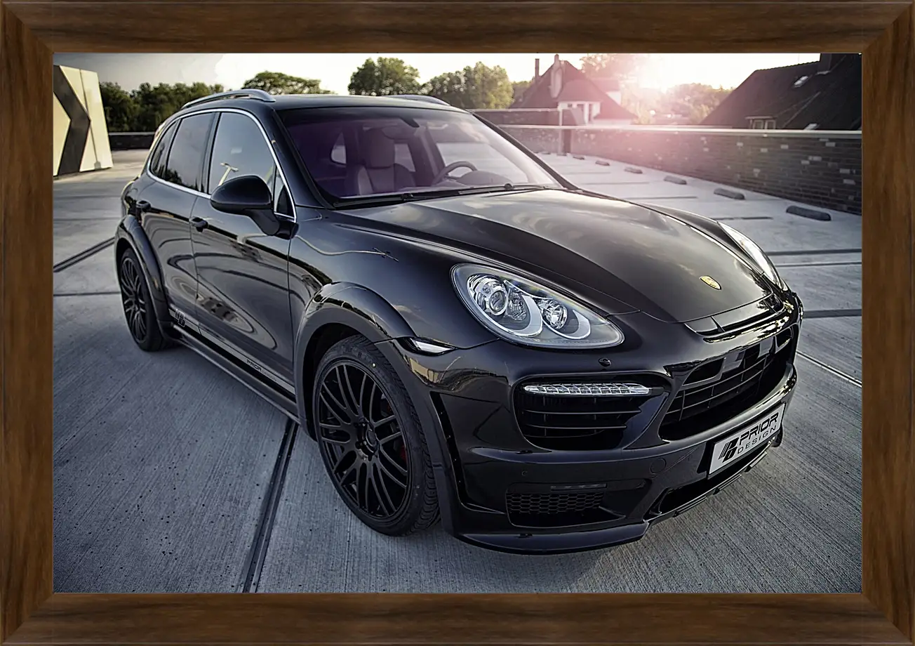 Картина в раме - Порше Каен (Porsche Cayenne) черный