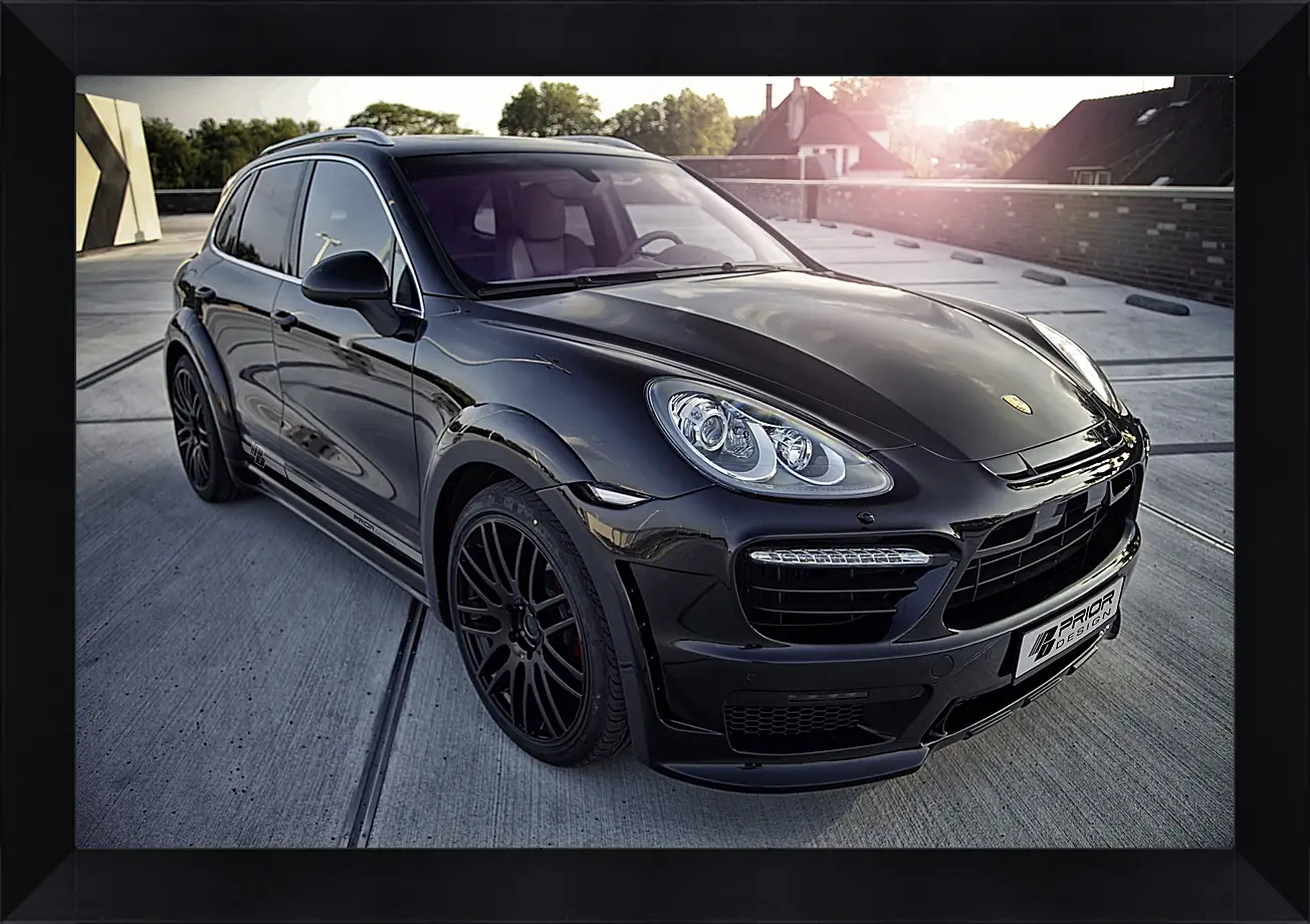 Картина в раме - Порше Каен (Porsche Cayenne) черный