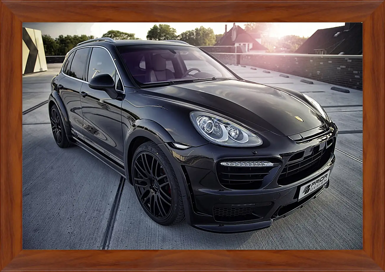 Картина в раме - Порше Каен (Porsche Cayenne) черный