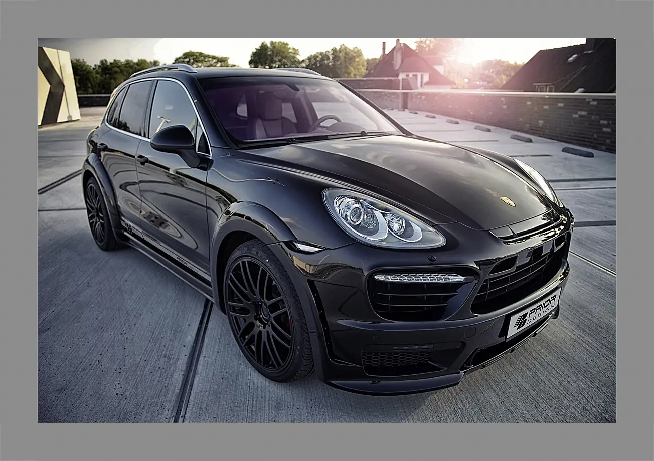 Картина в раме - Порше Каен (Porsche Cayenne) черный