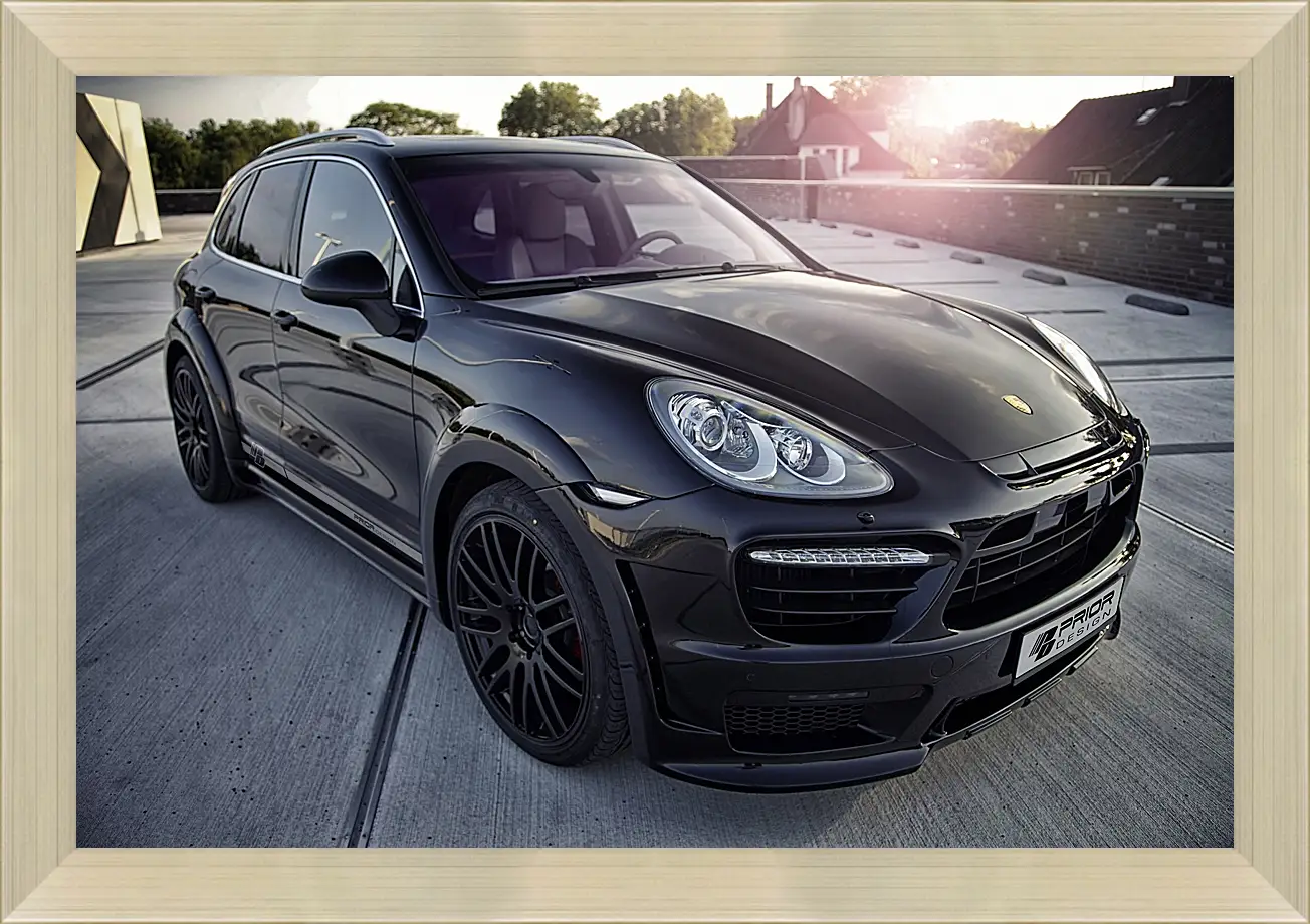 Картина в раме - Порше Каен (Porsche Cayenne) черный