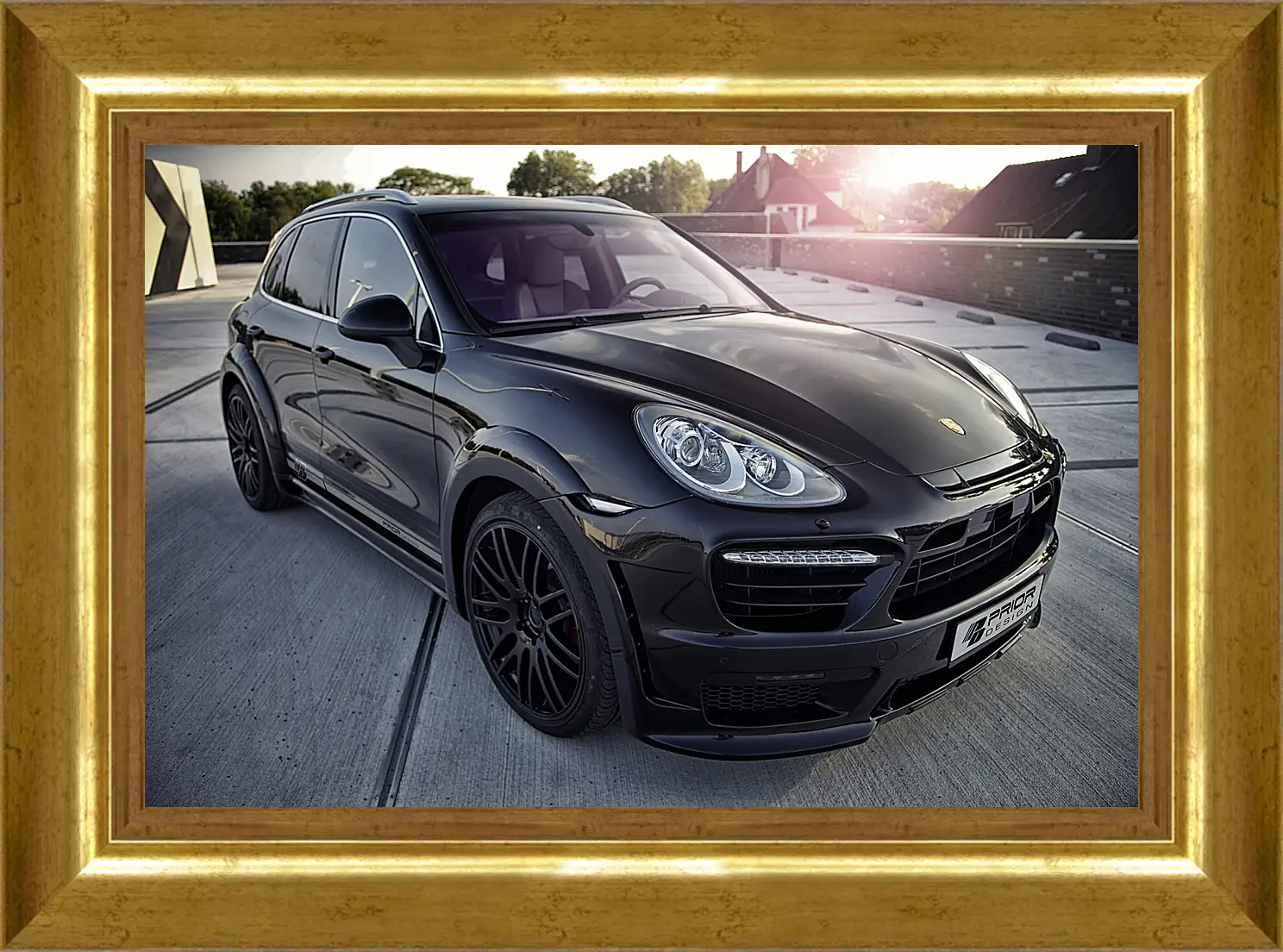 Картина в раме - Порше Каен (Porsche Cayenne) черный