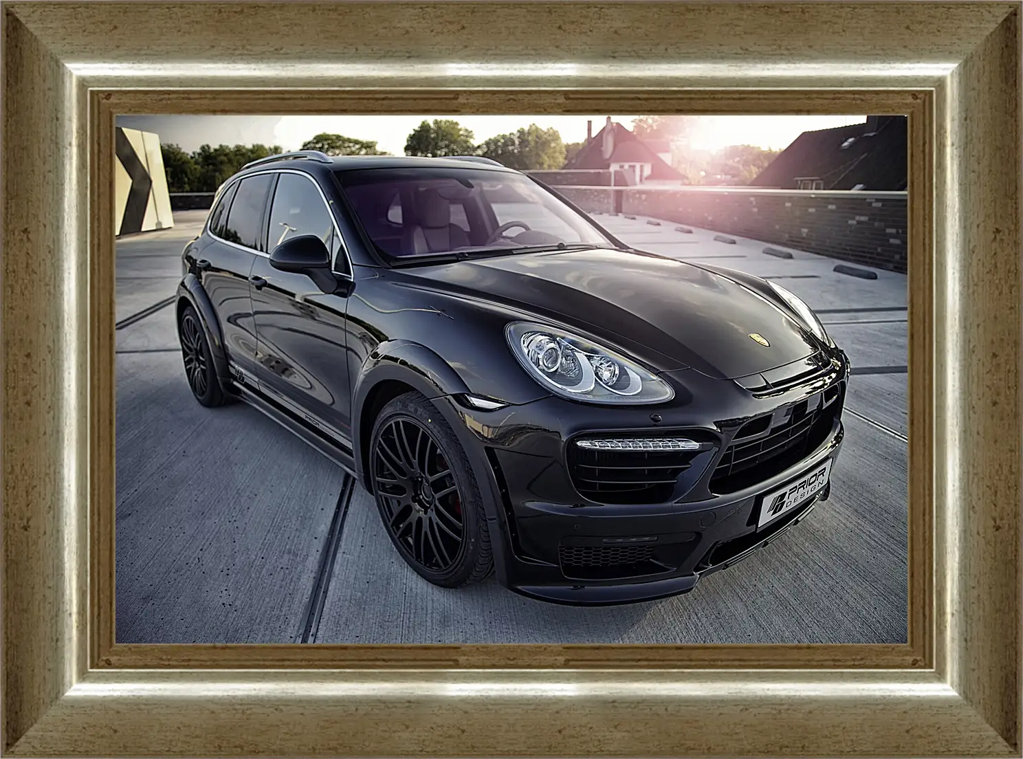 Картина в раме - Порше Каен (Porsche Cayenne) черный