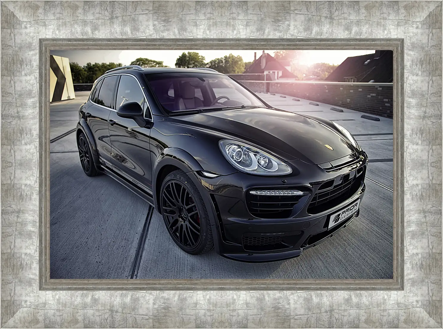 Картина в раме - Порше Каен (Porsche Cayenne) черный