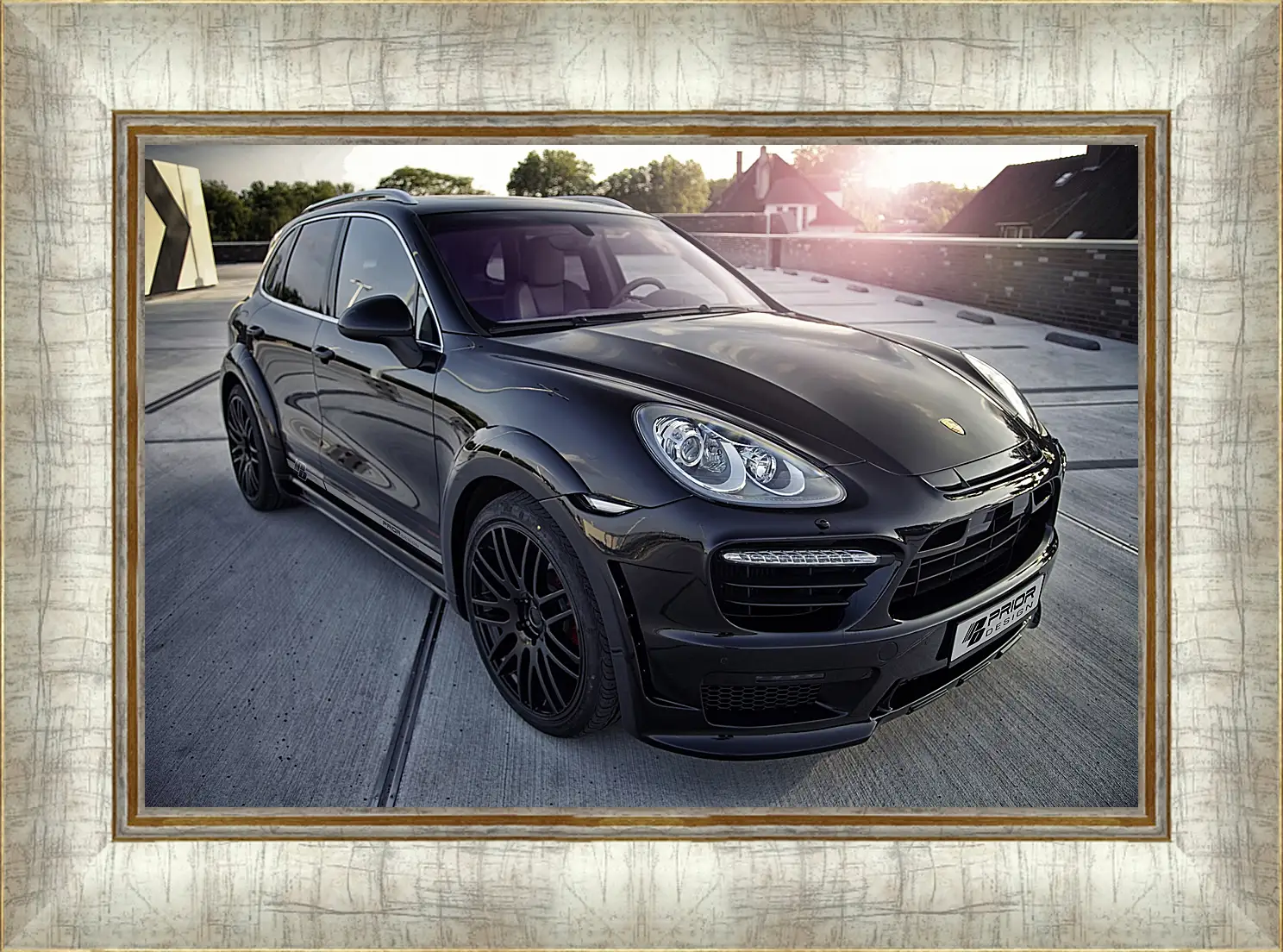 Картина в раме - Порше Каен (Porsche Cayenne) черный
