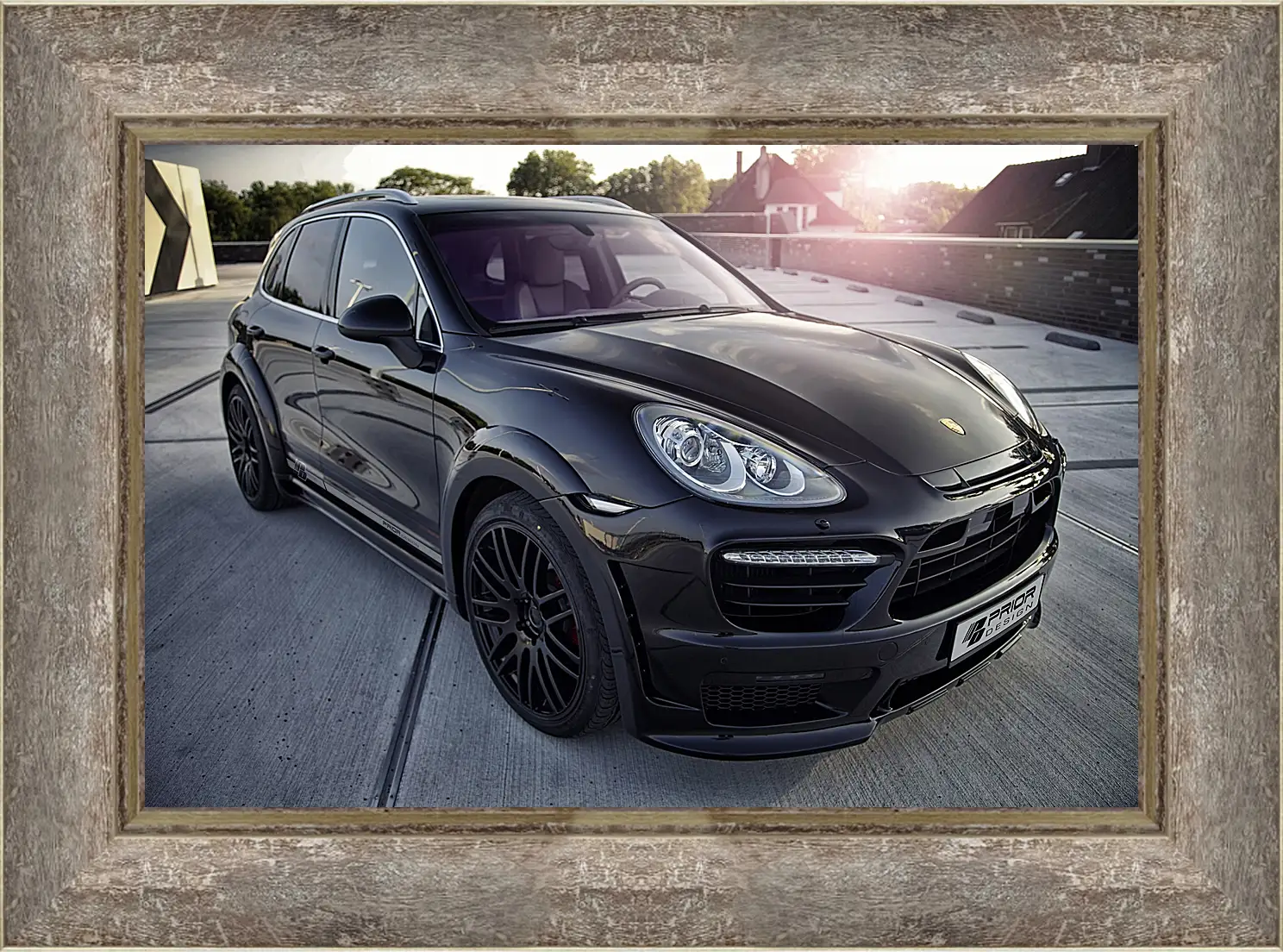 Картина в раме - Порше Каен (Porsche Cayenne) черный