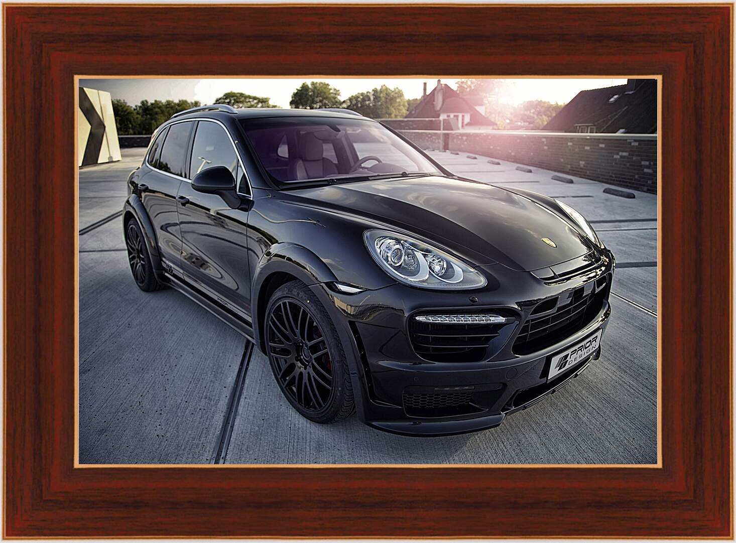 Картина в раме - Порше Каен (Porsche Cayenne) черный