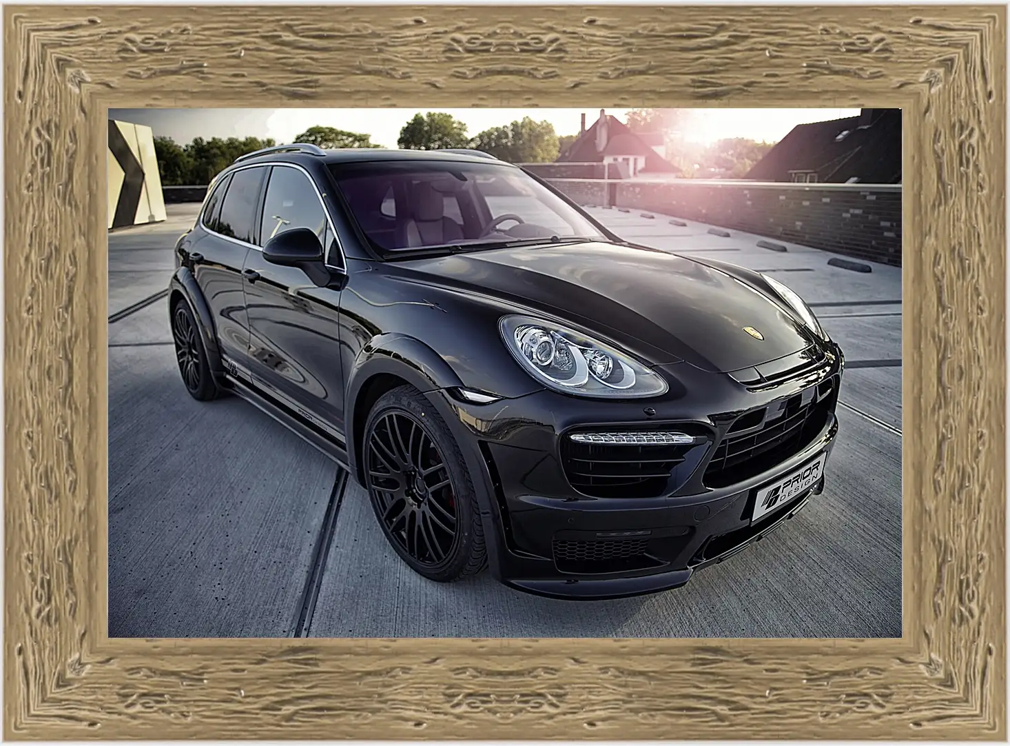 Картина в раме - Порше Каен (Porsche Cayenne) черный
