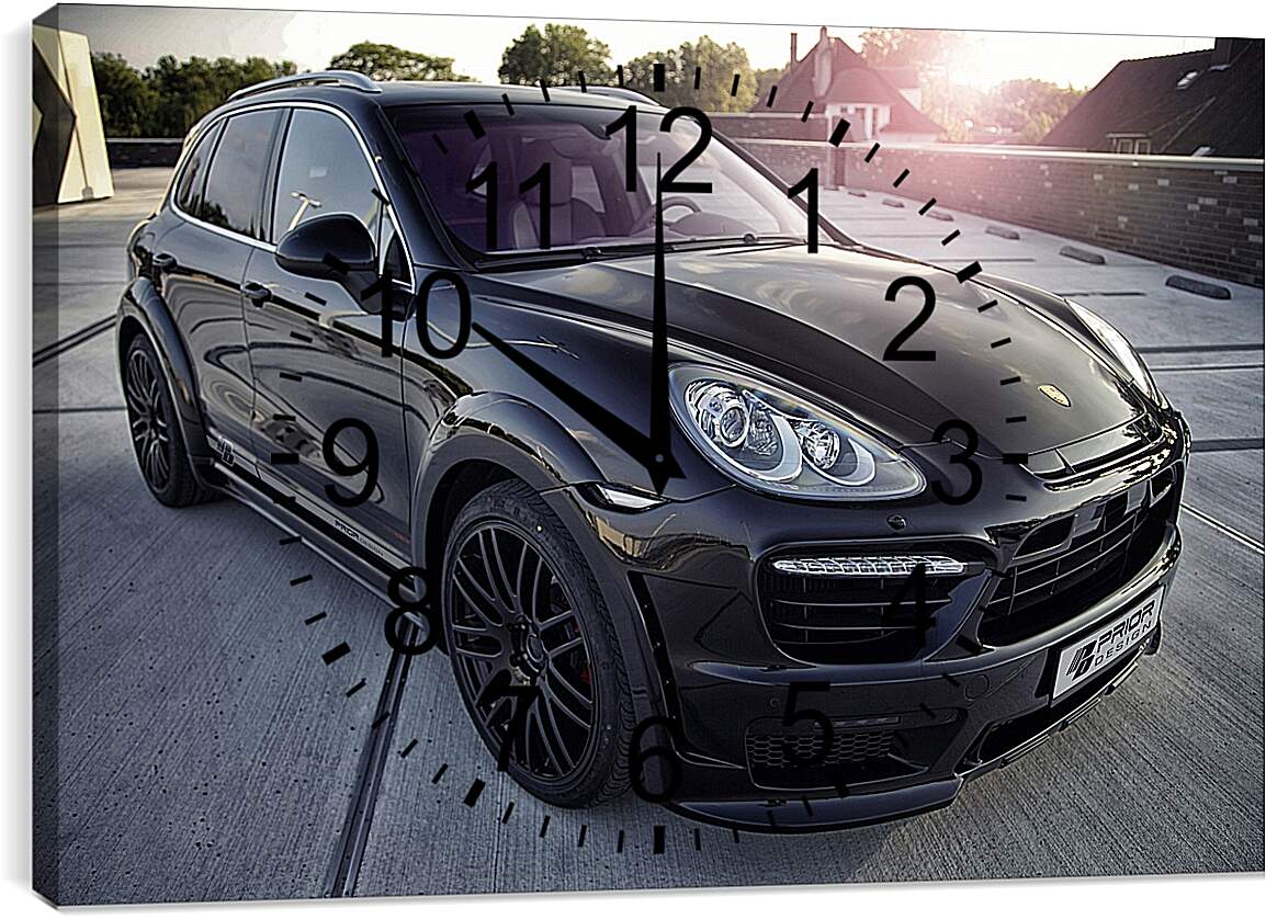 Часы картина - Порше Каен (Porsche Cayenne) черный