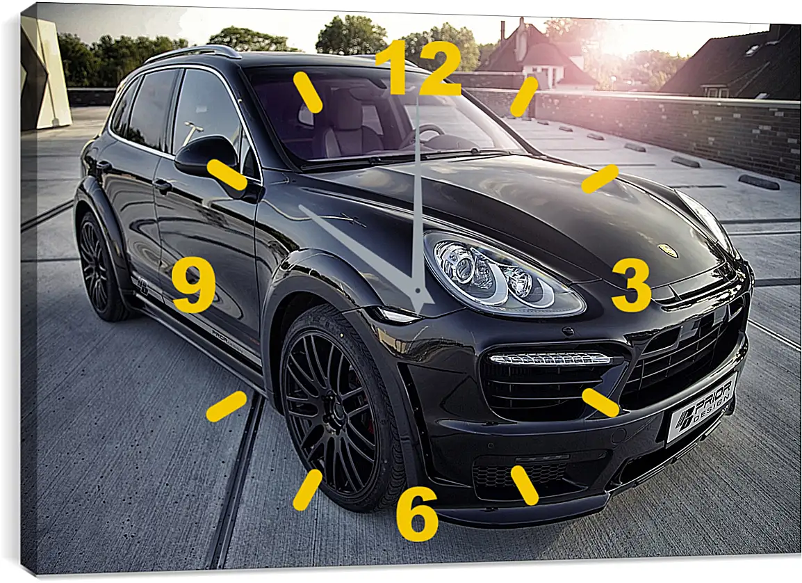 Часы картина - Порше Каен (Porsche Cayenne) черный