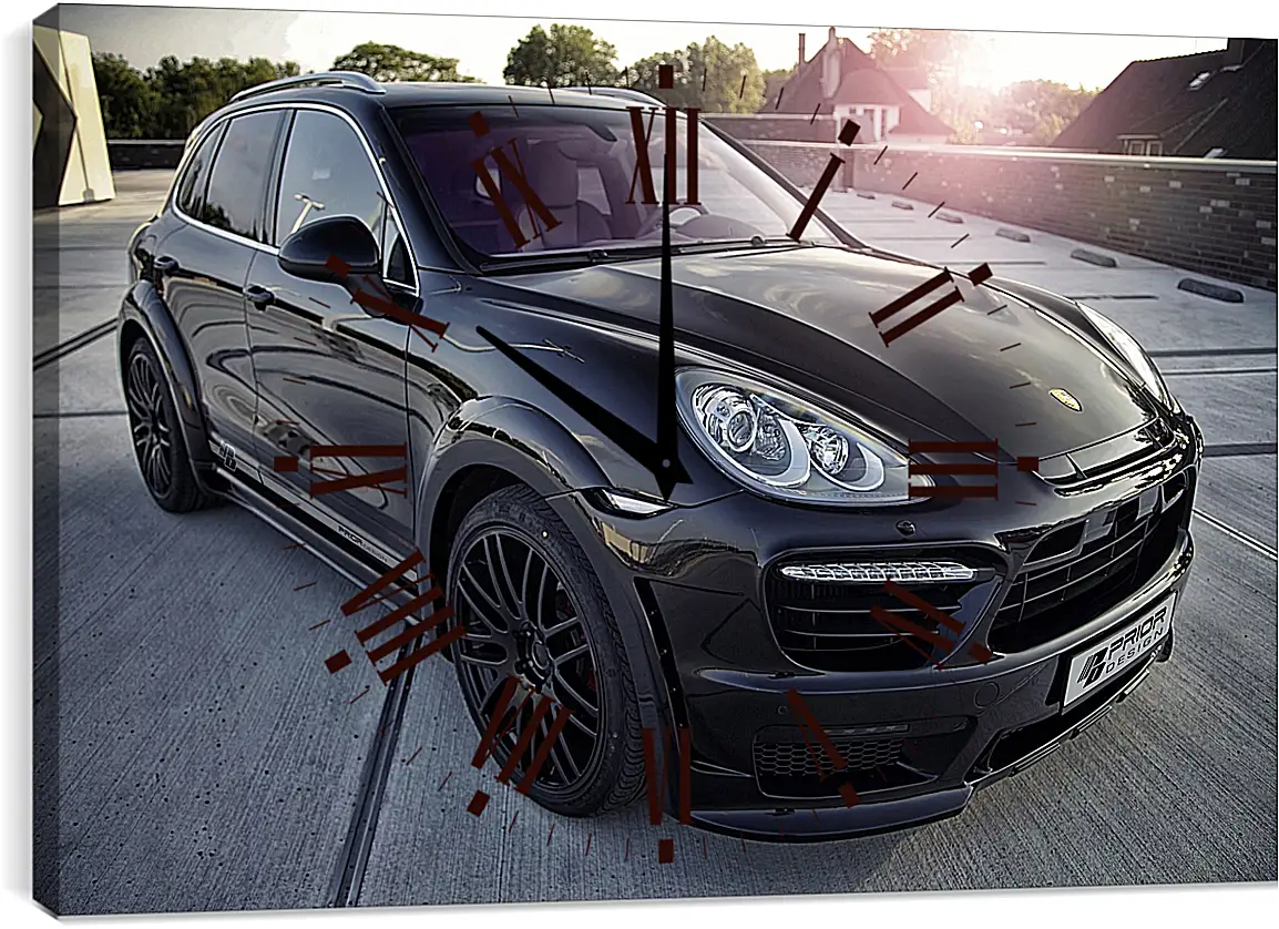 Часы картина - Порше Каен (Porsche Cayenne) черный