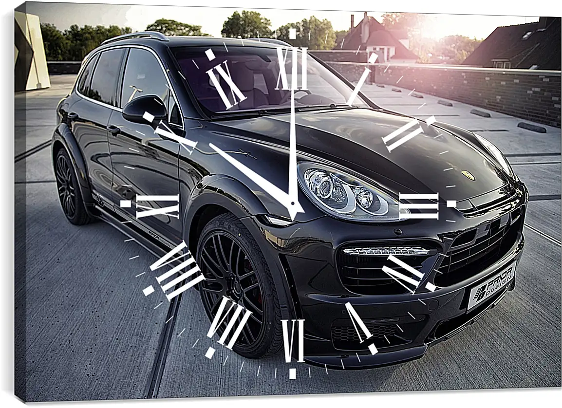 Часы картина - Порше Каен (Porsche Cayenne) черный