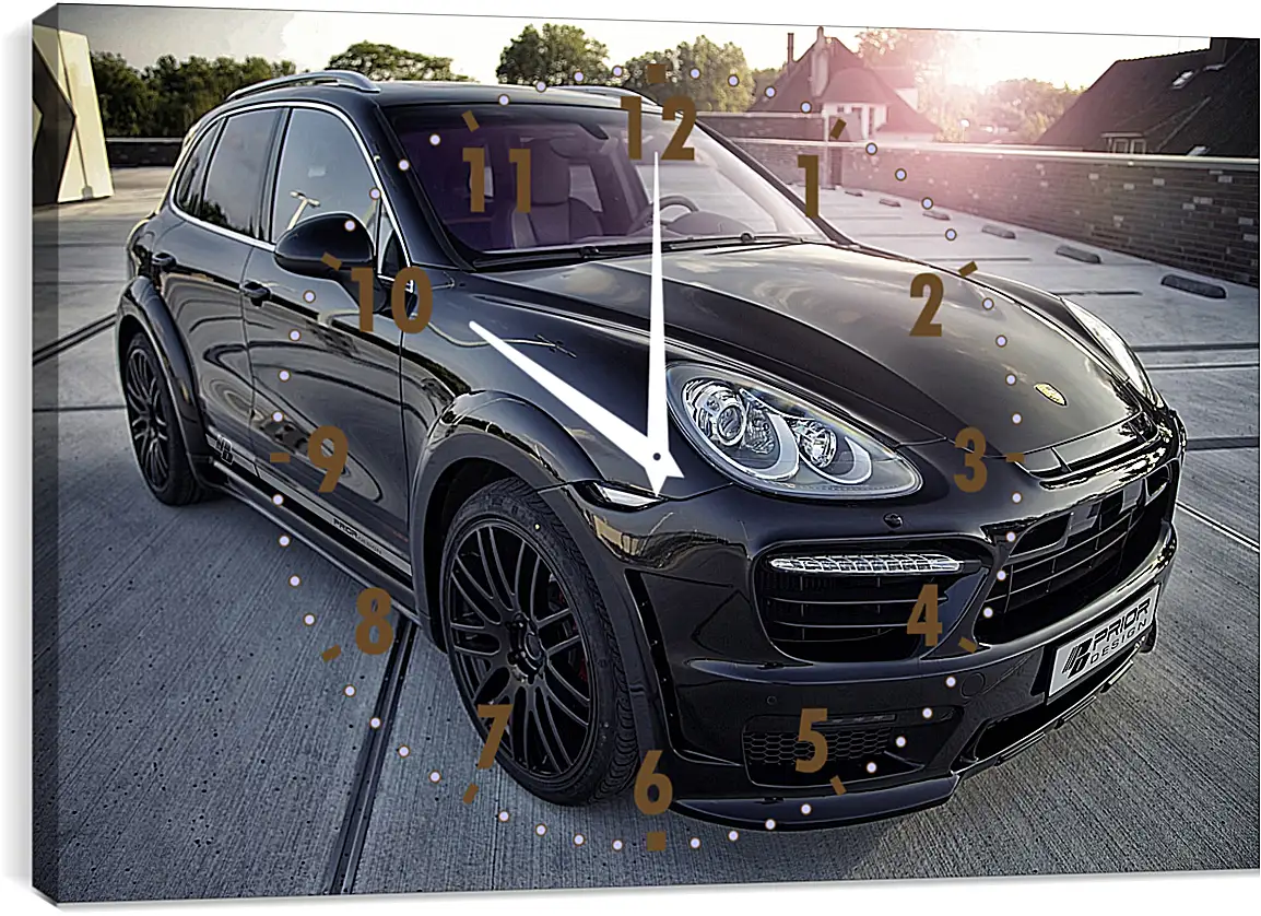 Часы картина - Порше Каен (Porsche Cayenne) черный