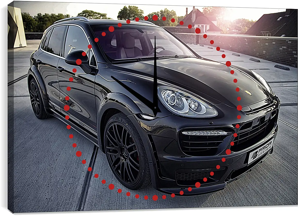 Часы картина - Порше Каен (Porsche Cayenne) черный