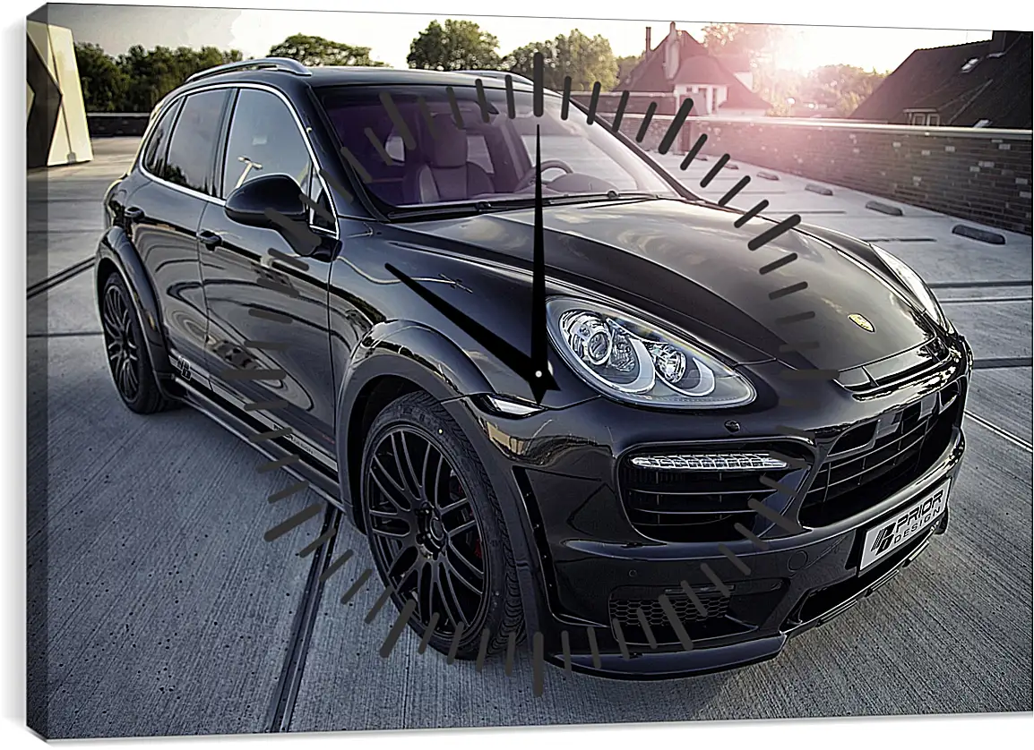 Часы картина - Порше Каен (Porsche Cayenne) черный