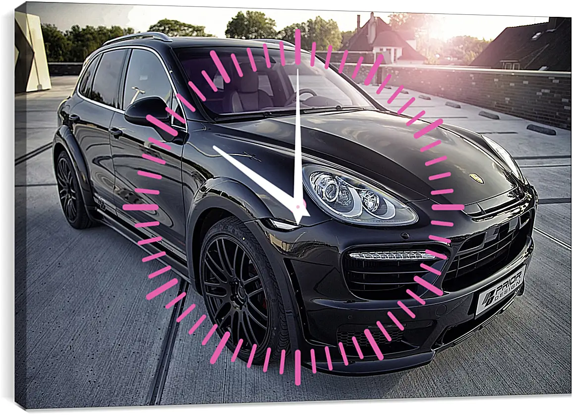 Часы картина - Порше Каен (Porsche Cayenne) черный