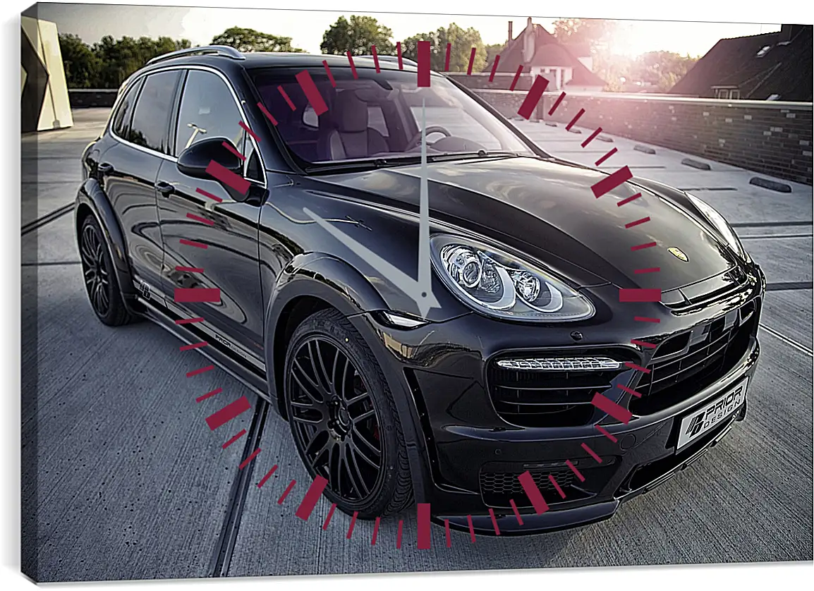 Часы картина - Порше Каен (Porsche Cayenne) черный