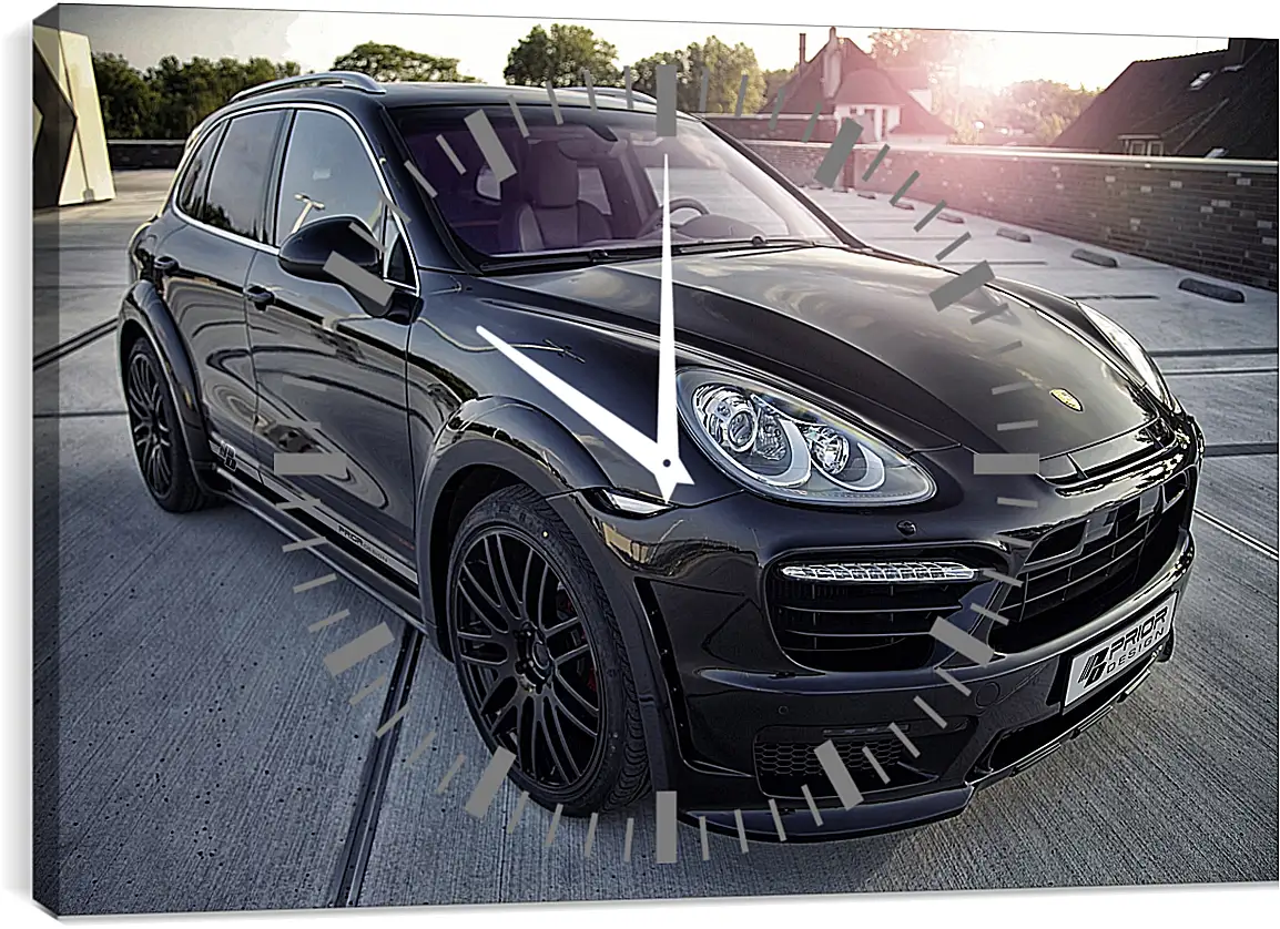 Часы картина - Порше Каен (Porsche Cayenne) черный