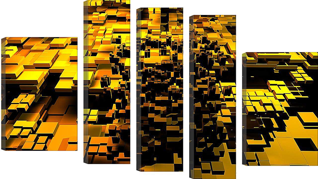 Модульная картина - Золотые кубики