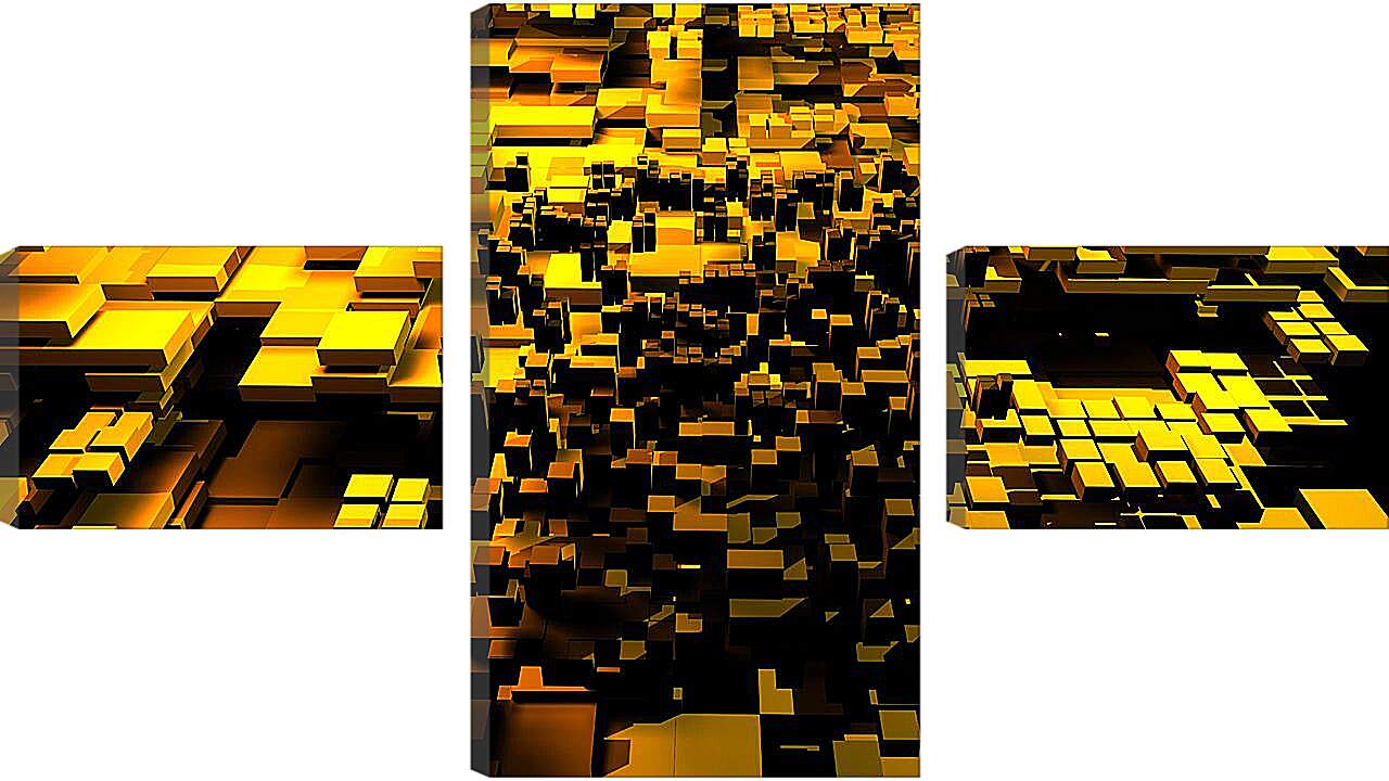 Модульная картина - Золотые кубики