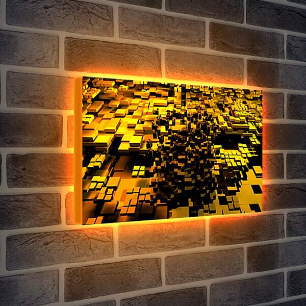 Лайтбокс световая панель - Золотые кубики