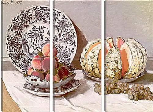 Модульная картина - Still Life with a Melon (1872). Клод Моне