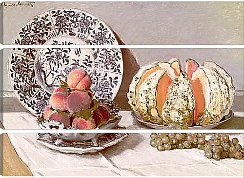 Модульная картина - Still Life with a Melon (1872). Клод Моне