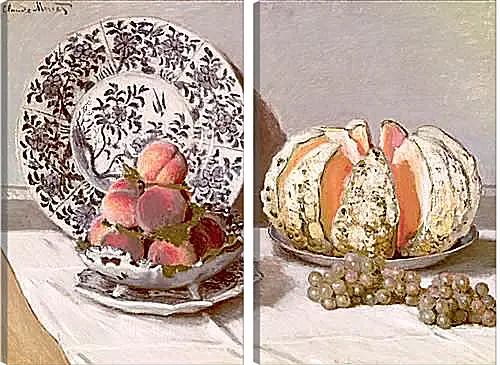 Модульная картина - Still Life with a Melon (1872). Клод Моне