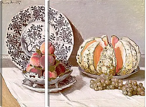 Модульная картина - Still Life with a Melon (1872). Клод Моне