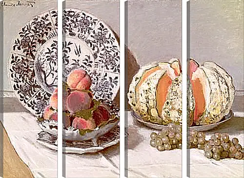 Модульная картина - Still Life with a Melon (1872). Клод Моне