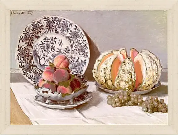 Картина в раме - Still Life with a Melon (1872). Клод Моне