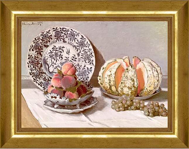 Картина в раме - Still Life with a Melon (1872). Клод Моне